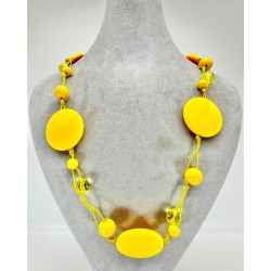 Sarı Yuvarlak Desenli Kolye